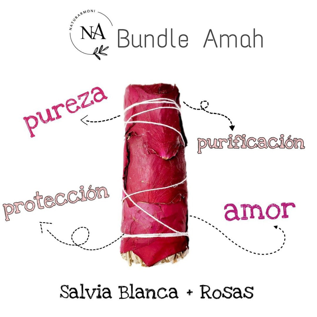 Atado de salvia con hierbas y flores intencionado